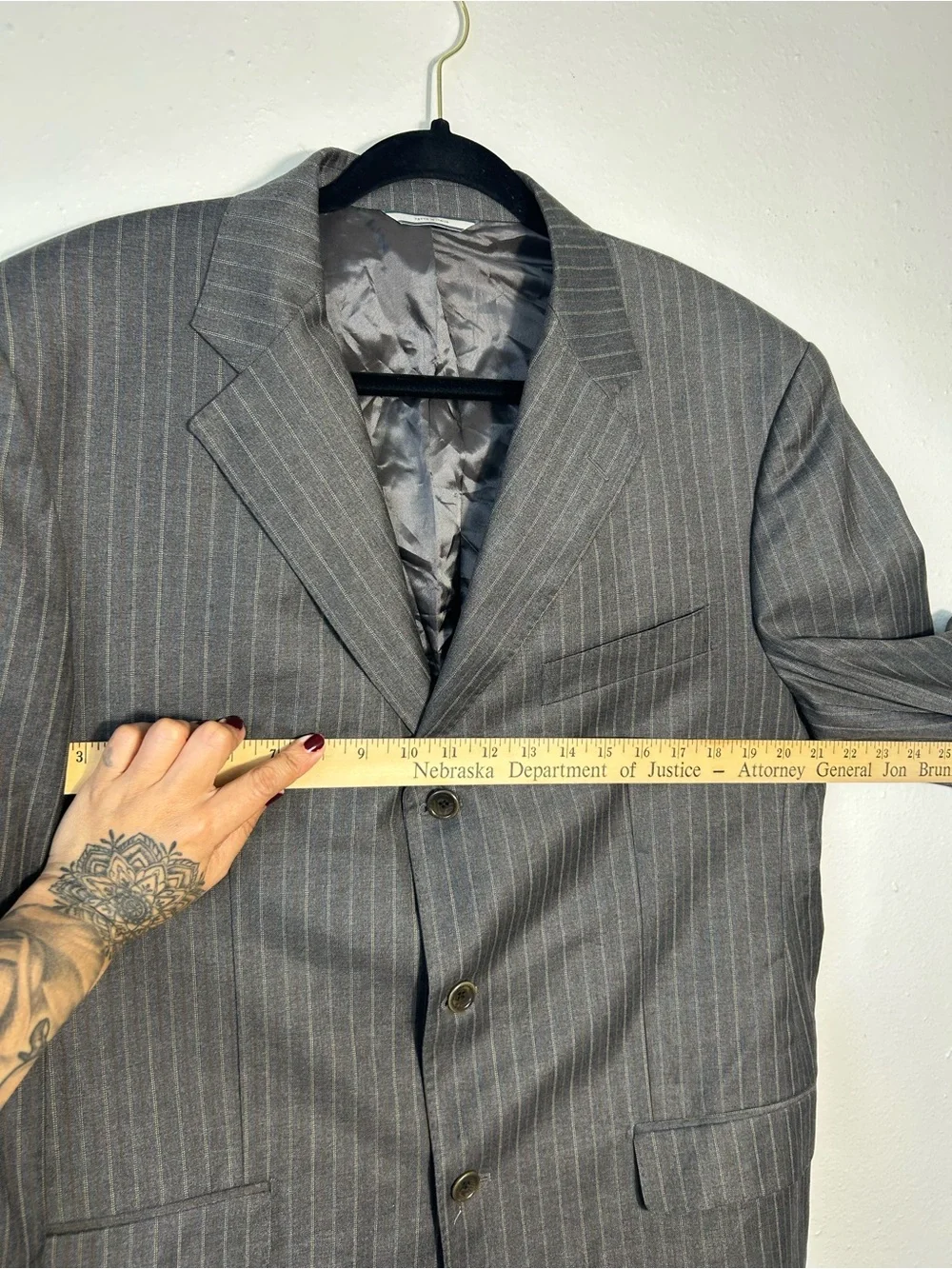 Barneys New York Gray Pinstripe Suit Jacket - Picture 6 of 10
